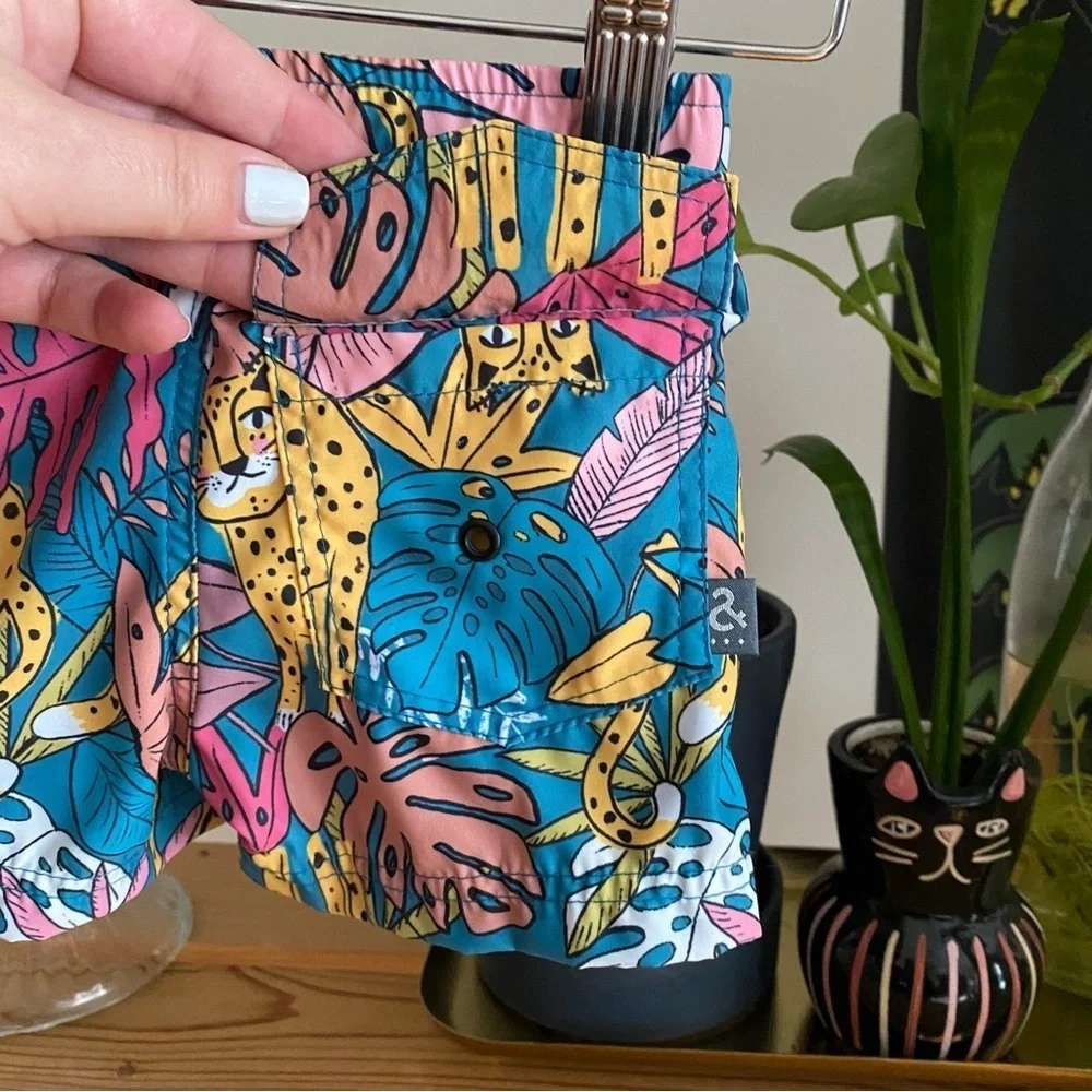 Pepita & Me Colorful Jacinto & Jara Jungle Cheeta Print Swim Trunks Shorts 6-12m